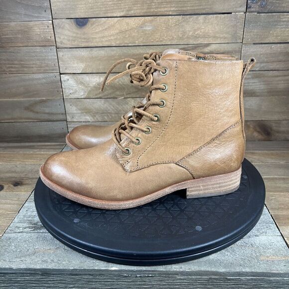 Kork-Ease Womens Size US 6 M Violeta Tan Lace Up Ankle Boots Leather Side Zip - Picture 3 of 10